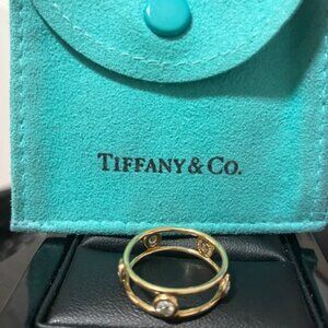 18k Gold TIFFANY & CO. 5P Diamond Double Wire Ring US5
